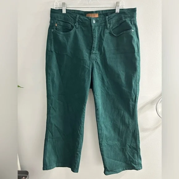 Judy Blue Tummy Control High Rise Wide Crop Denim Jeans | Teal - Picture 10 of 10